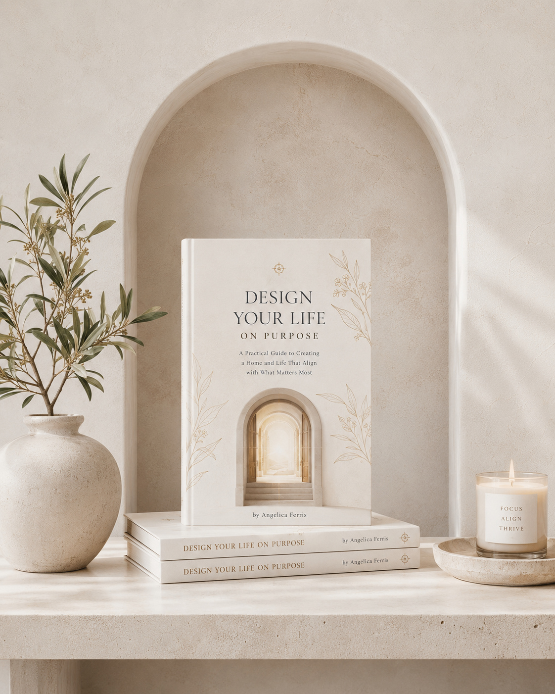 Elegant vignette with vase and soft neutral decor