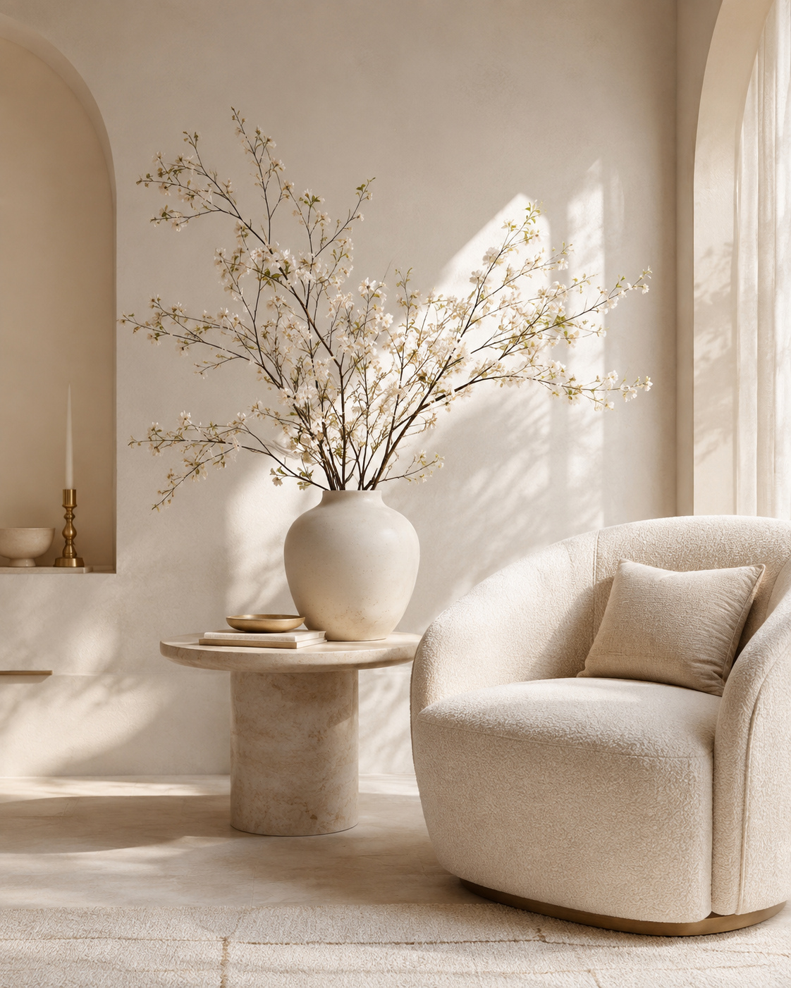 Warm interior with chair and branch